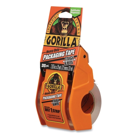 Gorilla Glue Heavy Duty Tough and Wide Packaging Tape with Dispenser, 2.88in x 35 yds, Clear 6045002